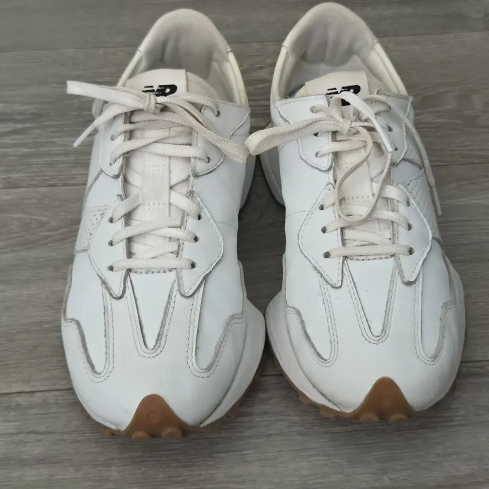 New Balance 327 Womens US 9 B Triple White Gum Leather WS327LS Athletic Shoes